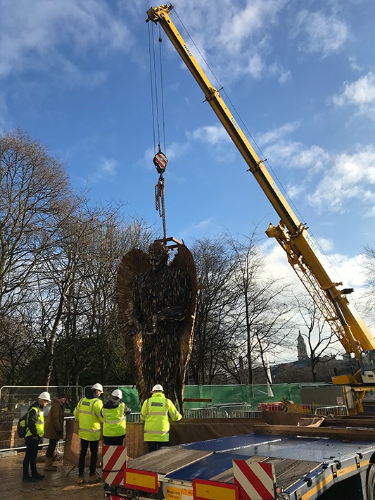 Knife Angel Queens Gardens Hull contract lift