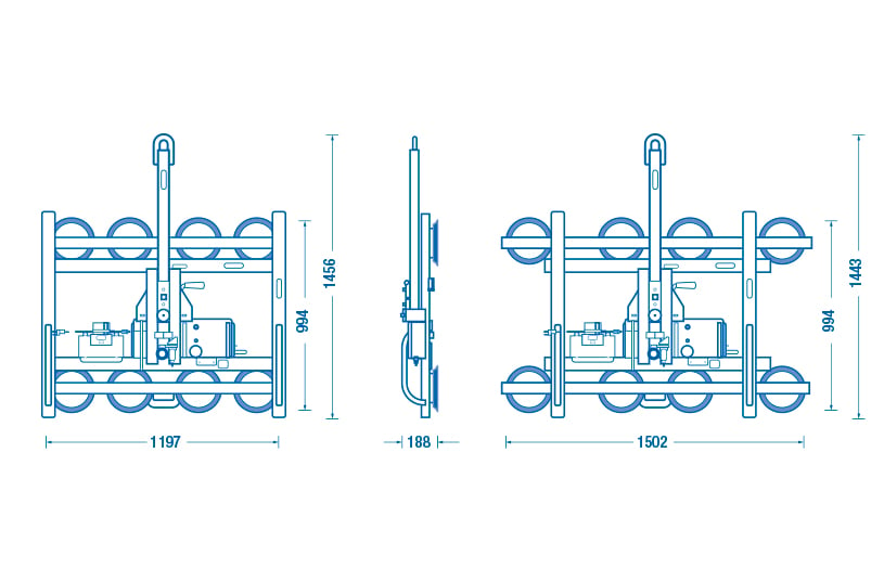 pfhl89 445kg slimline vacuum lifter dimensions