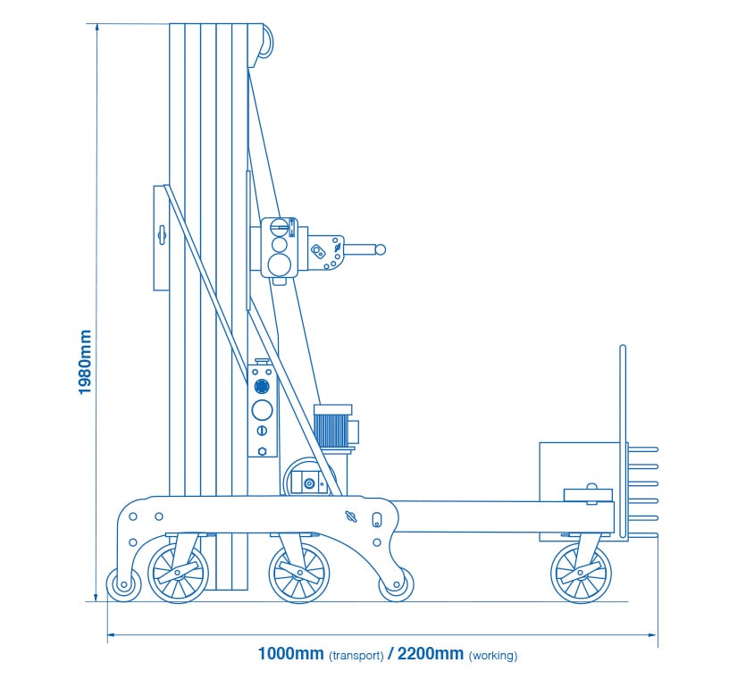 gml800+ Counterbalance Floor Crane - dimensions